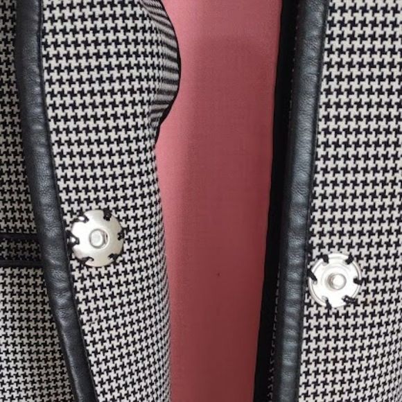 Express Faux Leather Trimmed Houndstooth Jacket - Picture 8 of 13